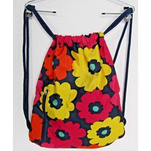 Mixed Bag Design Floral Drawstring Backpack Zip Pocket Medium